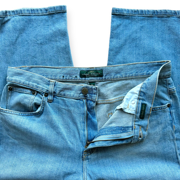 LAUREN RALPH LAUREN Slim Capri Jeans Denim Skinny Light Wash Flat Front Size 12 - Picture 1 of 9